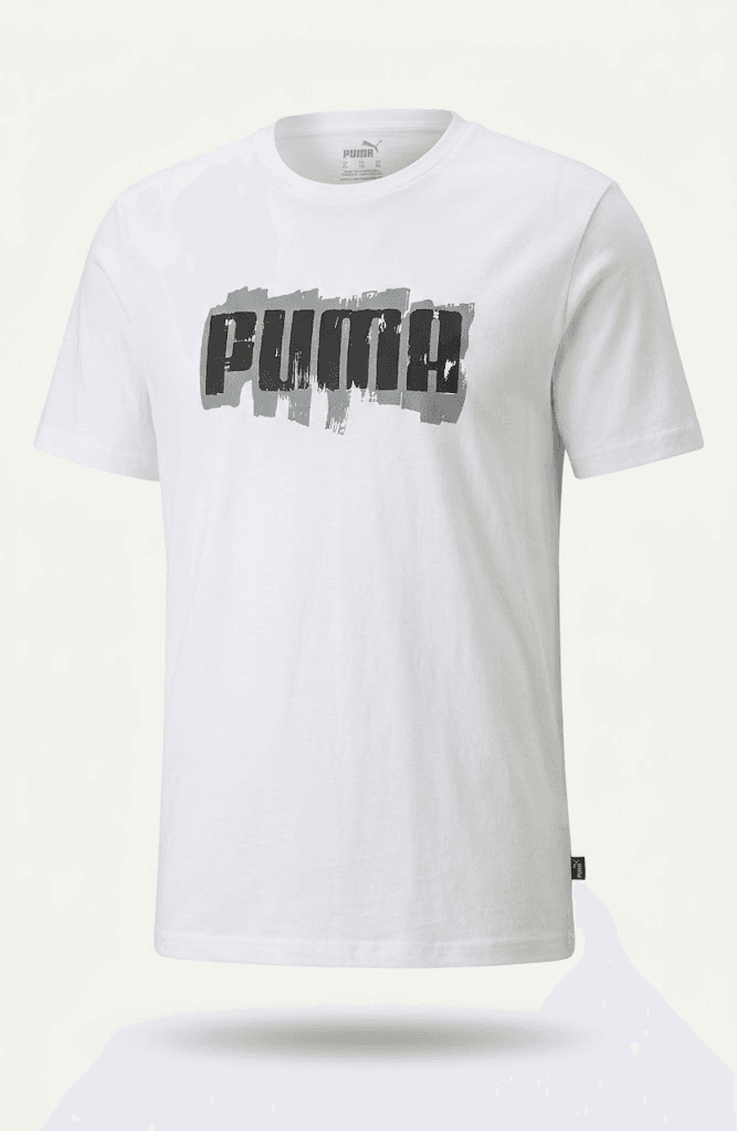 Tricou Basic Puma White / Imprimeu Grunge