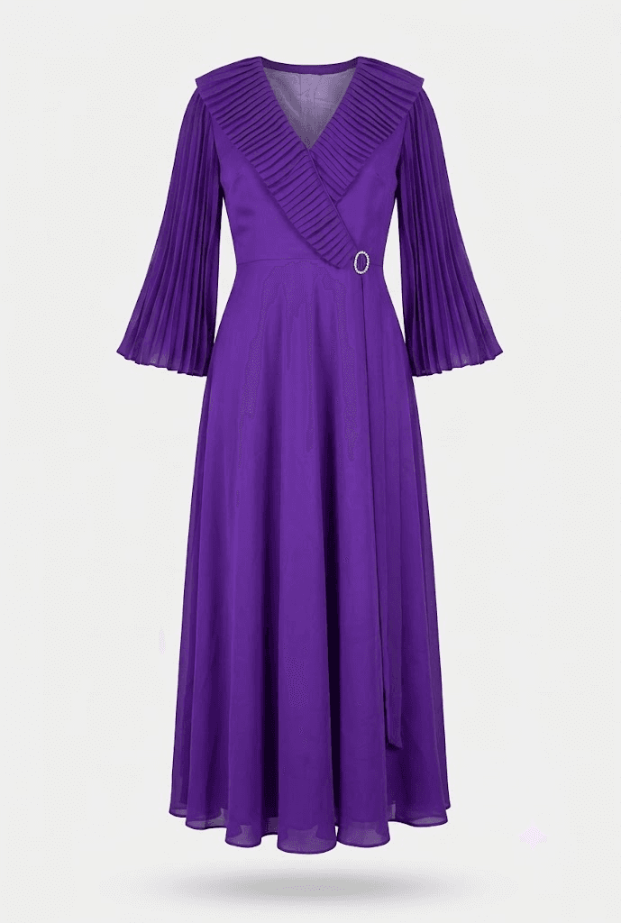 Rochie de Ocazie Vintage Style Mov / Detalii Plisate