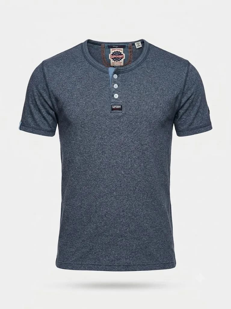 Tricou Superdry Henley / Grandad Neck